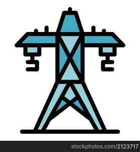Electric tower icon. Outline electric tower vector icon color flat isolated. Electric tower icon color outline vector