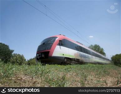 Electric train on the go. High speed