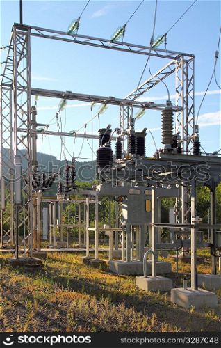 electric transformer station little village size outdoor forest