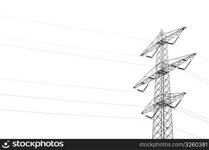 Electric transport wires against a white background