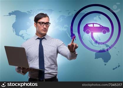 Electric vehicle concept with businessman