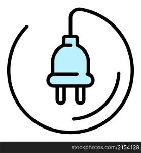 Electric vehicle plug icon. Outline electric vehicle plug vector icon color flat isolated. Electric vehicle plug icon color outline vector