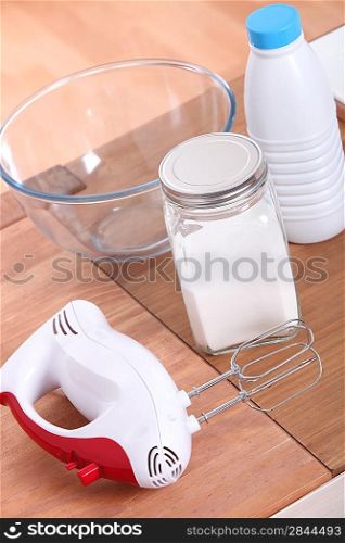 Electric whisk and ingredients