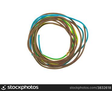 Electric wire isolated. Electric wires for mains power isolated over white