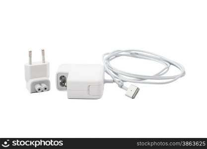 Electrical adapter to USB port on a white background