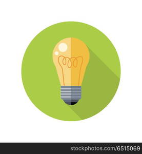 Electrical bulb vector icon in flat style. New idea and brainstorming concept. Illustration for application button pictograms, infogpaphics element, logo, web page design. Isolated on white background. Electrical Bulb Vector Icon in Flat Style Design. Electrical Bulb Vector Icon in Flat Style Design