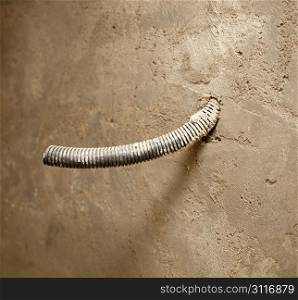 electrical coil conduit pipe on box embedded in the cement mortar wall