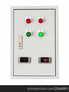 Electrical control box on isolated white with clipping path.