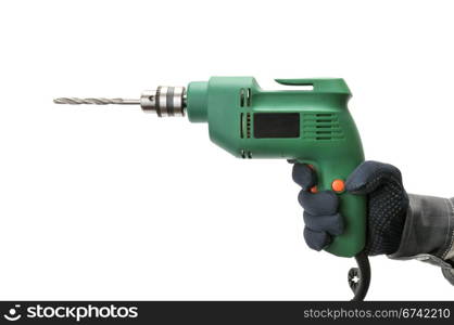 electrical drill isolated on a white