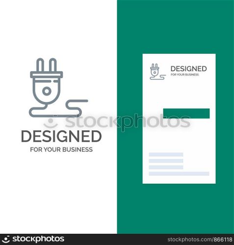 Electrical, Energy, Plug, Power Supply, Grey Logo Design and Business Card Template