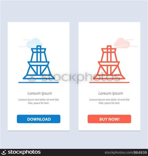 Electrical, Energy, Transmission, Transmission Tower Blue and Red Download and Buy Now web Widget Card Template