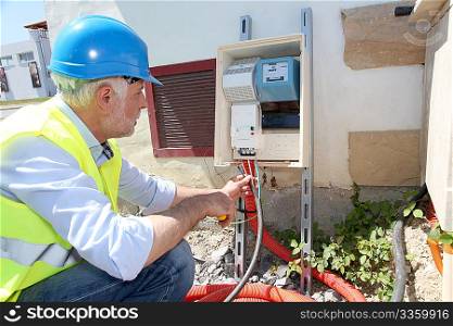 Electrical engineer on building site