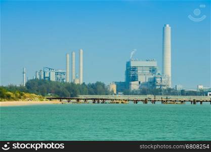 electrical power plant near the sea coat, Rayong, Thailand