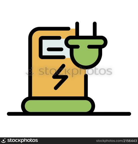 Electrical refueling station icon. Outline electrical refueling station vector icon color flat isolated. Electrical refueling station icon color outline vector