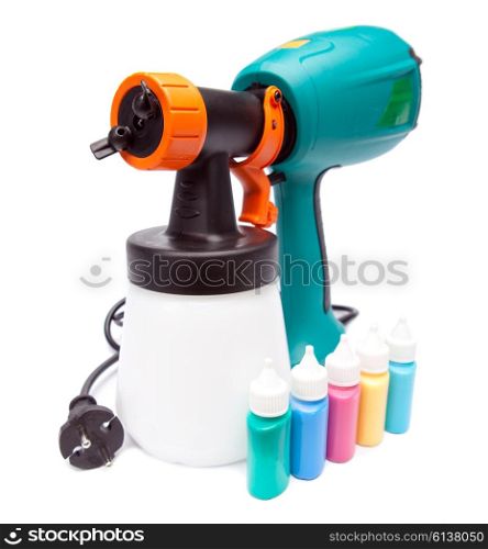 electrical spray gun for coloration, for color pulverization and small bottles with color