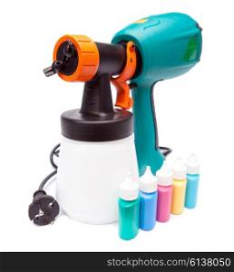 electrical spray gun for coloration, for color pulverization and small bottles with color