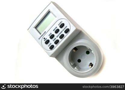 Electrical timer on white background
