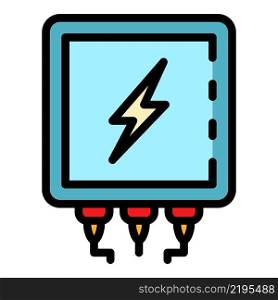 Electrical transformer icon. Outline electrical transformer vector icon thin line color flat isolated. Electrical transformer icon color outline vector