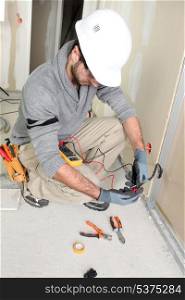 Electrician on construction site