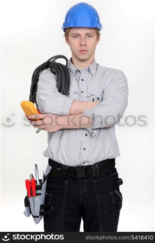 Electrician ready to start work