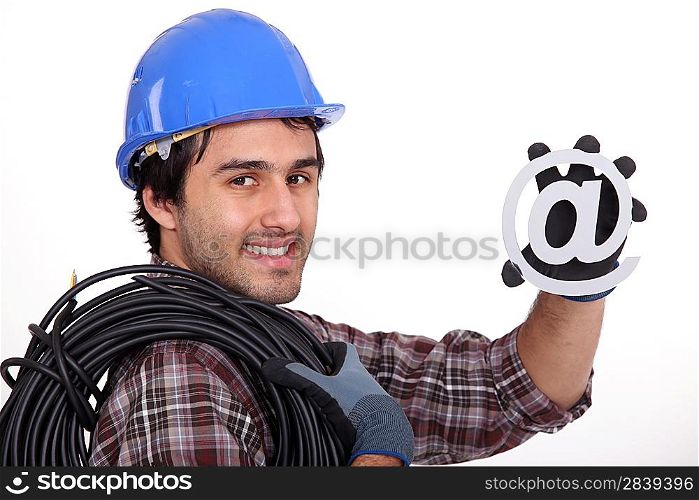 Electrician with an @ sign
