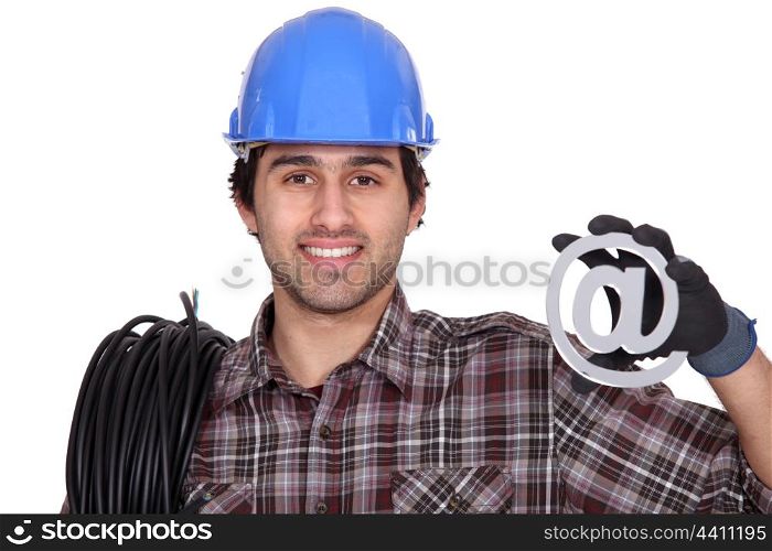 Electrician with an @ sign
