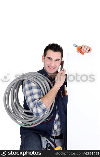 Electrician with blank panel