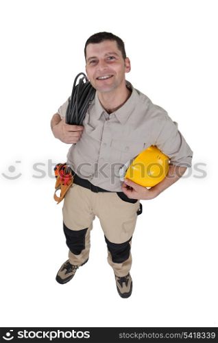 Electrician with cable