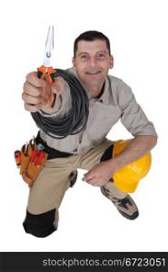 Electrician with pliers