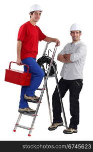 Electricians and a stepladder