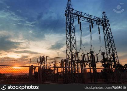 Electricity Authority Station, power plant, energy concept, evening sky