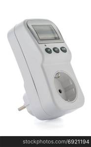 Electricity Monitor Analyzer. Energy saving concept isolated on white.