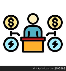 Electricity price cost icon. Outline Electricity price cost vector icon color flat isolated. Electricity price cost icon color outline vector
