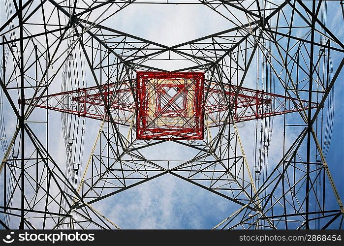 Electricity pylon view from below