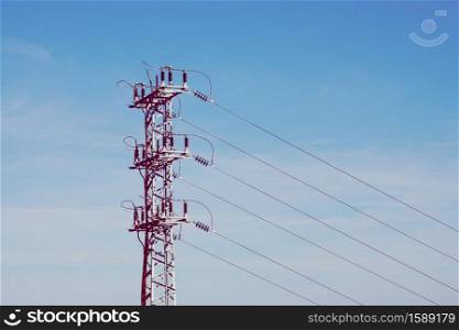 electricity tower, high voltage, transmission tower in Bilbao, Spain