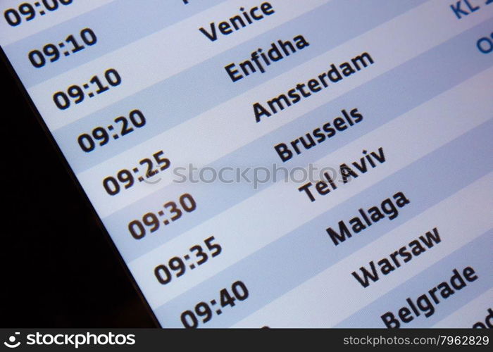 Electronic board with departure information in airport