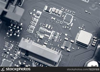 Electronic Circuit Chip of a computer motherboard. Abstract background technology