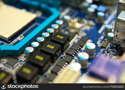 Electronic computer device. Shallow depth-of-field.