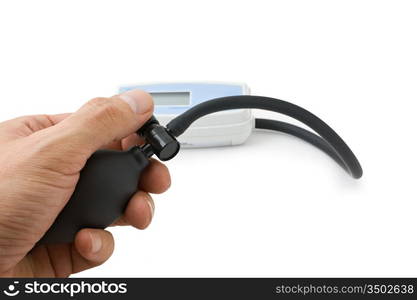 electronic device measuring blood pressure isolated on a white backgrounds