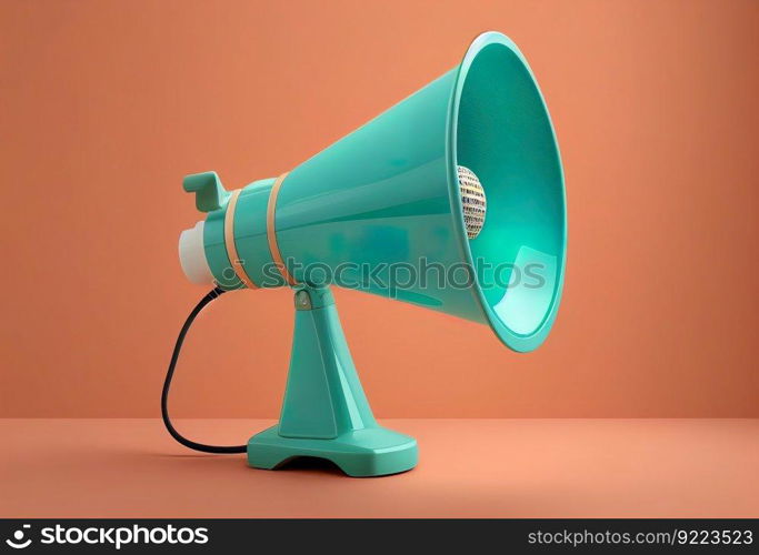 Electronic megaphone on color and background illustration. AI generative.