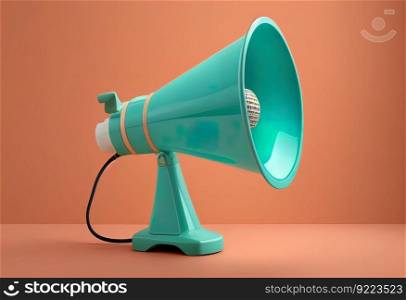 Electronic megaphone on color and background illustration. AI generative.