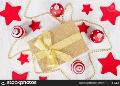 Elegan golden christmas gift pack and decorations