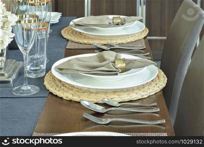 Elegance table setting for luxury dining time