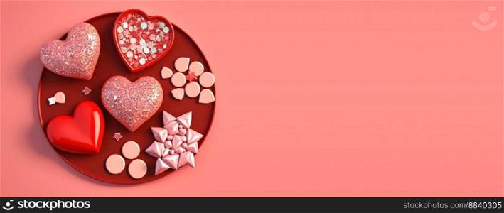 Elegant 3D Heart, Diamond, and Crystal Design for Valentine’s Day Greetings
