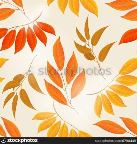 Elegant autumn leaves yellow background. Elegant autumn yellow background. Vector fall leaves seamless pattern