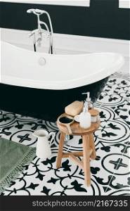elegant bathtub with bath elements