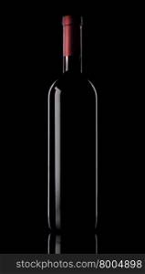 Elegant bottle of red wine on black background