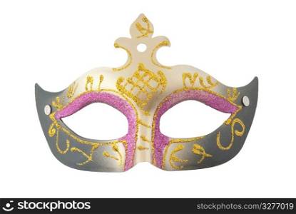 Elegant carnival mask isolated on white background.