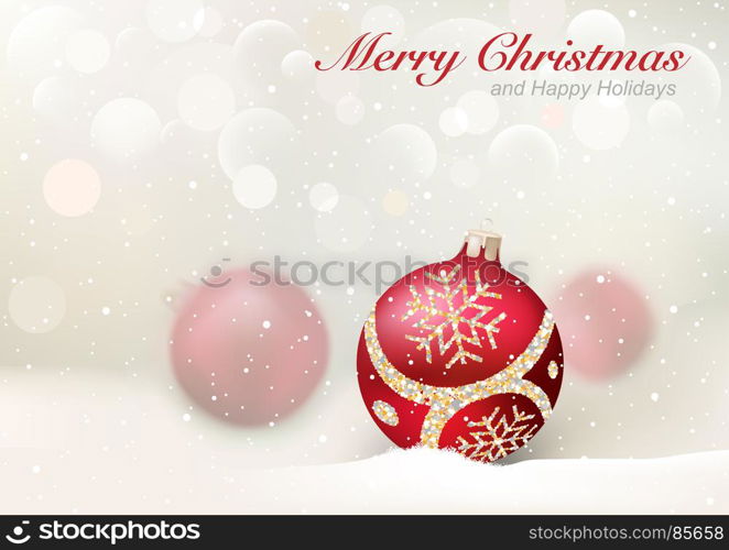 Elegant Christmas Greeting with Red Baubles