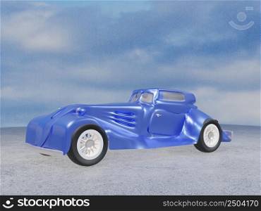 Elegant classic car under blue sky, 3d rendering